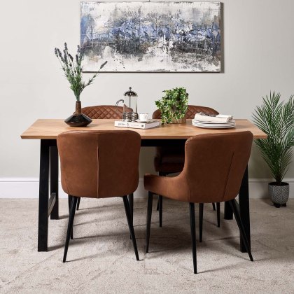 Bromley 160cm Dining Table & 4 Carlton Dining Chairs - Tan