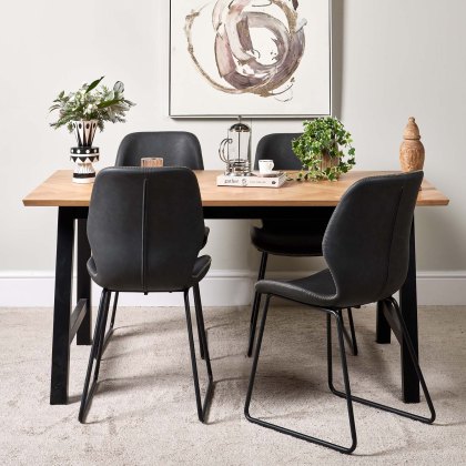 Bromley 160cm Dining Table & 4 Callum Dining Chairs - Dark Grey