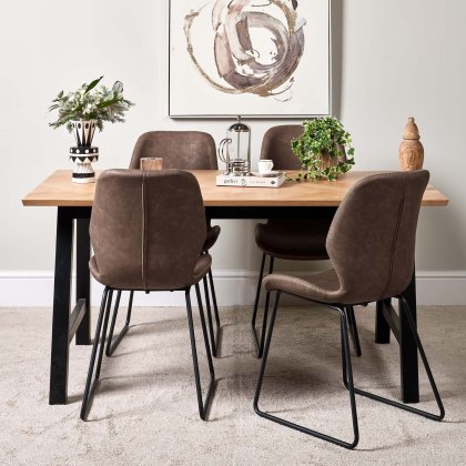 Bromley 160cm Dining Table & 4 Callum Dining Chairs - Dark Brown