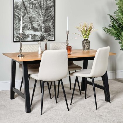 Bromley 160cm Dining Table & 4 Ripley Dining Chairs - Chalk