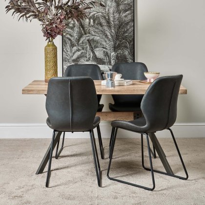 Kamala 140cm Dining Table & 4 Callum Dining Chairs - Dark Grey