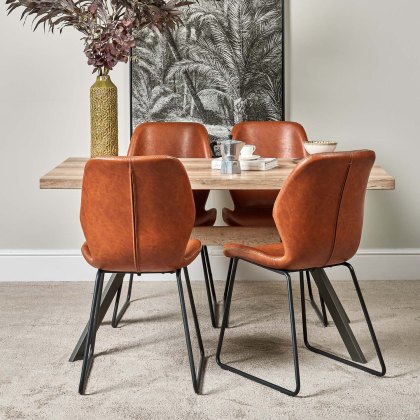Kamala 140cm Dining Table & 4 Callum Dining Chairs - Light Brown