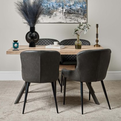 Kamala 140cm Dining Table & 4 Carlton Dining Chairs - Grey