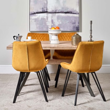 Kamala 140cm Dining Table & 4 Chase Dining Chairs - Gold