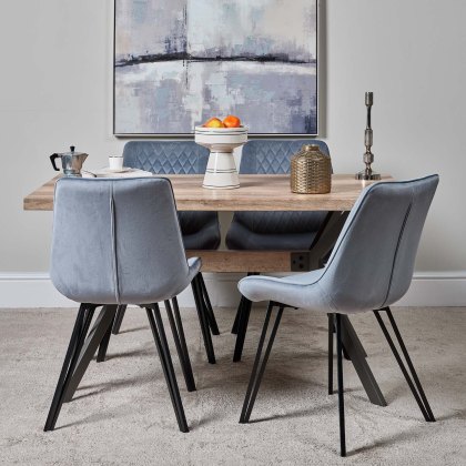 Kamala 140cm Dining Table & 4 Chase Dining Chairs - Light Blue