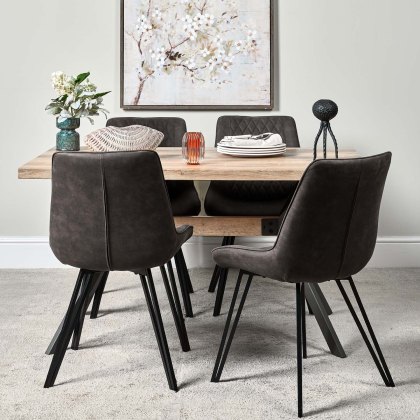 Kamala 140cm Dining Table & 4 Finnick Dining Chairs - Dark Grey
