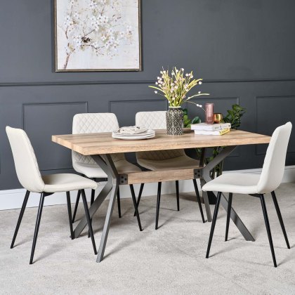Kamala 140cm Dining Table & 4 Ripley Dining Chairs - Chalk
