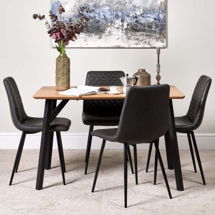 Kamala 140cm Dining Table & 4 Ripley Dining Chairs - Grey