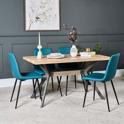 Kamala 140cm Dining Table & 4 Ripley Dining Chairs - Teal
