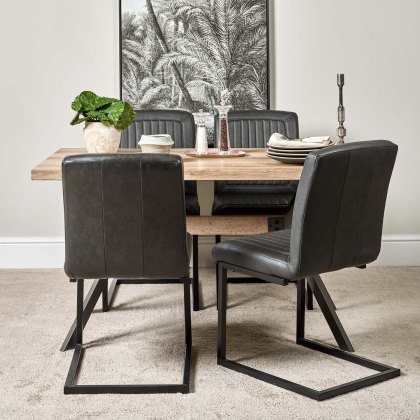 Kamala 140cm Dining Table & 4 Vintage Dining Chairs - Grey