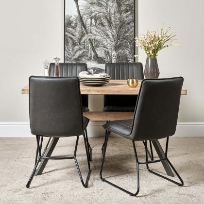 Kamala 140cm Dining Table & 4 York Dining Chairs - Grey