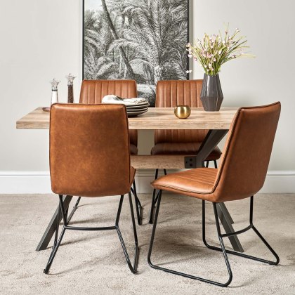 Kamala 140cm Dining Table & 4 York Dining Chairs - Tan