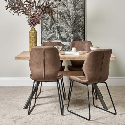 Kamala 140cm Dining Table & 4 Callum Dining Chairs - Dark Brown