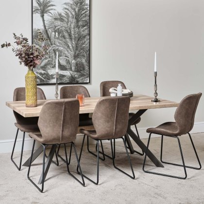 Kamala 180cm Dining Table & 6 Callum Dining Chairs - Dark Brown