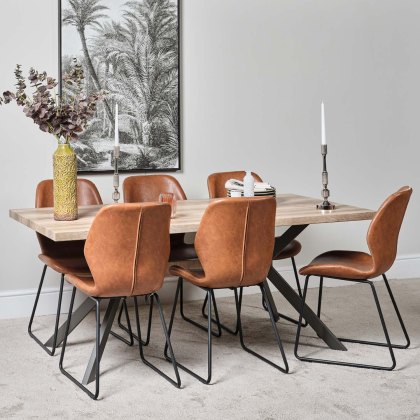 Kamala 180cm Dining Table & 6 Callum Dining Chairs - Light Brown