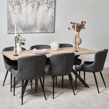 Kamala 180cm Dining Table & 6 Carlton Dining Chairs - Grey