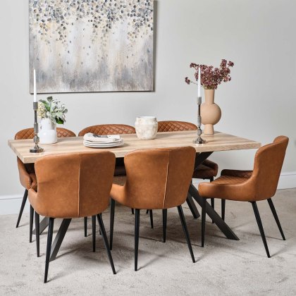 Kamala 180cm Dining Table & 6 Carlton Dining Chairs - Tan