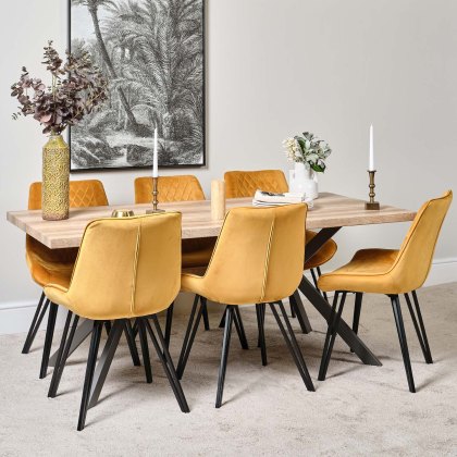 Kamala 180cm Dining Table & 6 Chase Dining Chairs - Gold