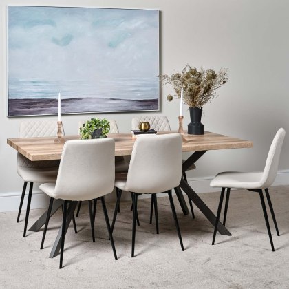 Kamala 180cm Dining Table & 6 Ripley Dining Chairs - Chalk