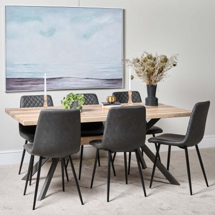 Kamala 180cm Dining Table & 6 Ripley Dining Chairs - Grey