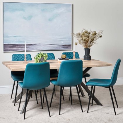 Kamala 180cm Dining Table & 6 Ripley Dining Chairs - Teal