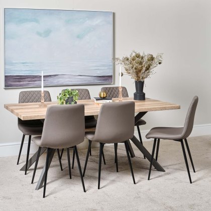 Kamala 180cm Dining Table & 6 Ripley Dining Chairs - Truffle