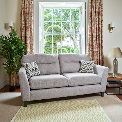 Cassidy 3 Seater Fabric Sofa - Dorset Silver with Oak Feet