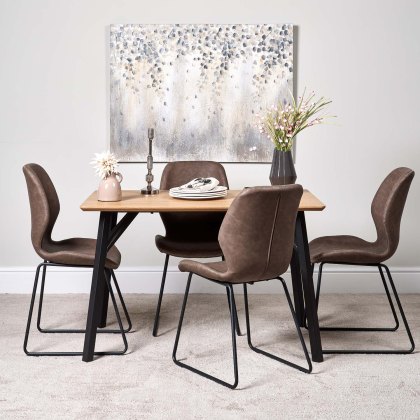 Lutina 120cm Dining Table & 4 Callum Dining Chairs - Dark Brown