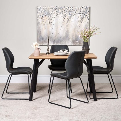Lutina 120cm Dining Table & 4 Callum Dining Chairs - Dark Grey
