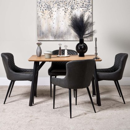 Lutina 120cm Dining Table & 4 Carlton Dining Chairs - Grey