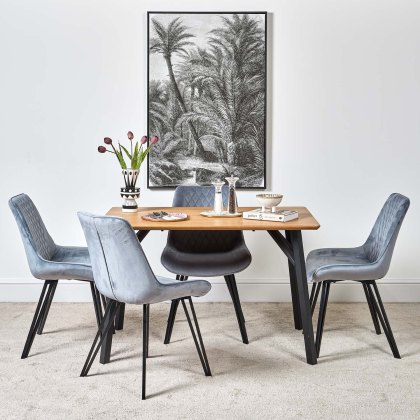 Lutina 120cm Dining Table & 4 Chase Dining Chairs - Light Blue
