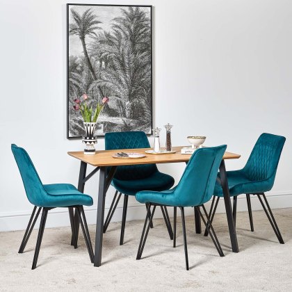 Lutina 120cm Dining Table & 4 Chase Dining Chairs - Teal