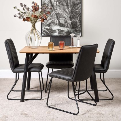 Lutina 120cm Dining Table & 4 York Dining Chairs - Grey