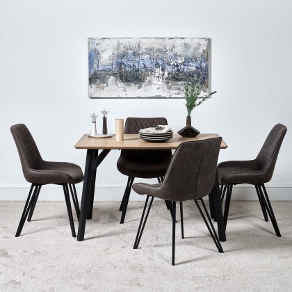 Lutina 120cm Dining Table & 4 Finnick Dining Chairs - Dark Grey
