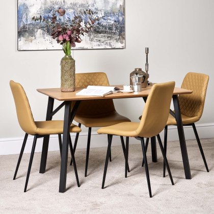 Lutina 120cm Dining Table & 4 Ripley Dining Chairs - Mustard