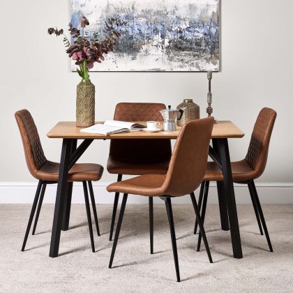 Lutina 120cm Dining Table & 4 Ripley Dining Chairs - Tan