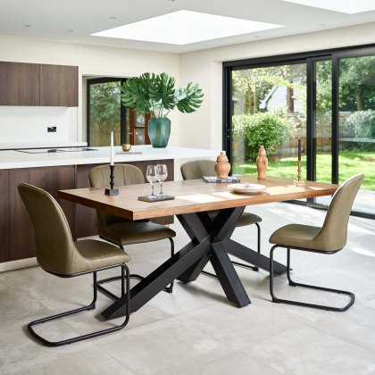 Soho 200cm Dining Table & 4 Firenza Dining Chairs - Olive