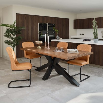 Soho 200cm Dining Table & 4 Firenza Dining Chairs - Tan