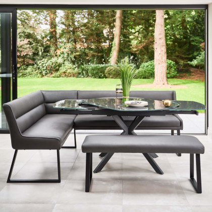 Ravenna Motion Table in Grey with Paulo RHF Corner Bench and Paulo Low Bench in Anthracite