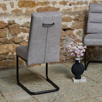 Ava Light Grey Dining Chair in Fabric (Set of 2)