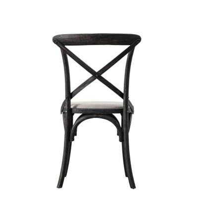 Cradley Dining Chair - Black with Linen Seat Pad (Set of 2)