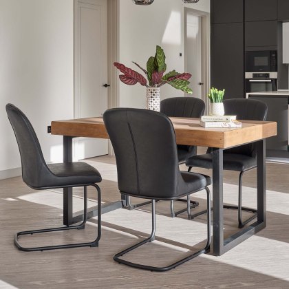 Adelaide 140-180cm Extending Dining Table with 4 Firenza Chairs in Black