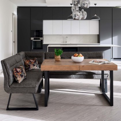 Adelaide 140-180cm Extending Dining Table with Industrial Corner Bench in Grey