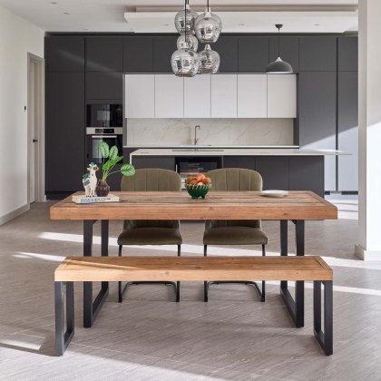 Adelaide 180cm Dining Table with 2 Firenza Chairs in Olive with Adelaide 155cm Bench