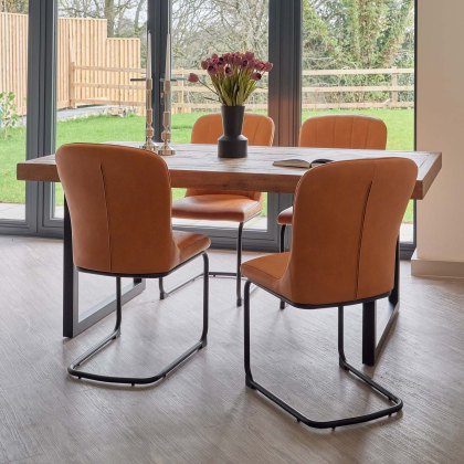 Adelaide 180cm Dining Table with 4 Firenza Chairs in Tan