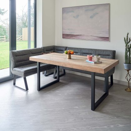 Adelaide 180cm Dining Table with Industrial Corner Bench in Grey
