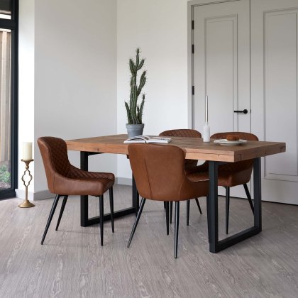 Adelaide 180-240cm Extending Dining Table with 4 Carlton Chairs in Tan