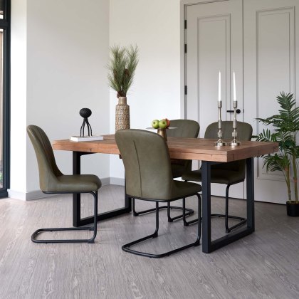 Adelaide 180-240cm Extending Dining Table with 4 Firenza Chairs in Olive