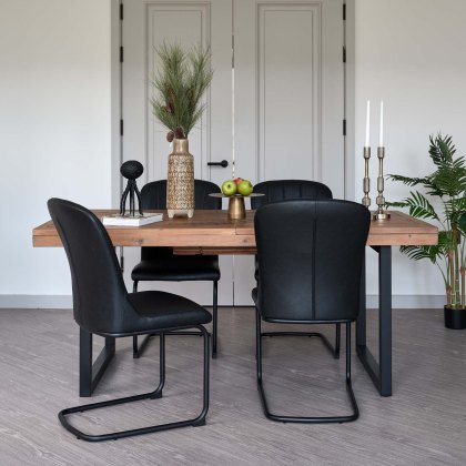 Adelaide 180-240cm Extending Dining Table with 4 Firenza Chairs in Black