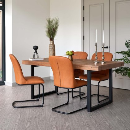 Adelaide 180-240cm Extending Dining Table with 4 Firenza Chairs in Tan